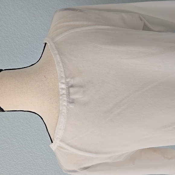 COLDWATER CREEK White Embroidered 3/4 Sleeves Blouse Sz XL 16 Tie Scoop Neck - Picture 8 of 12